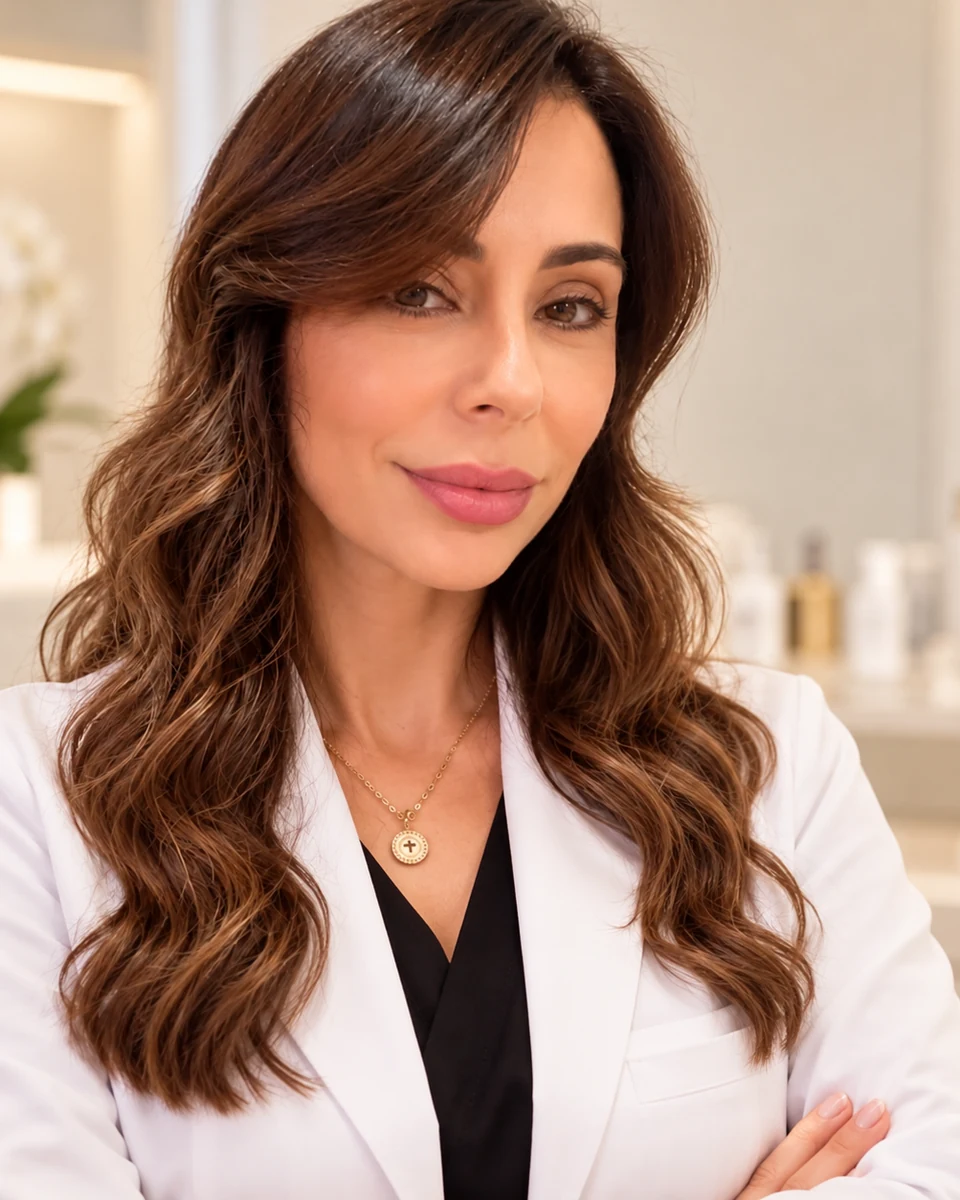 Dra. Márcia Valtolti de jaleco branco no consultório